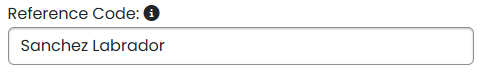 Reference Code field example